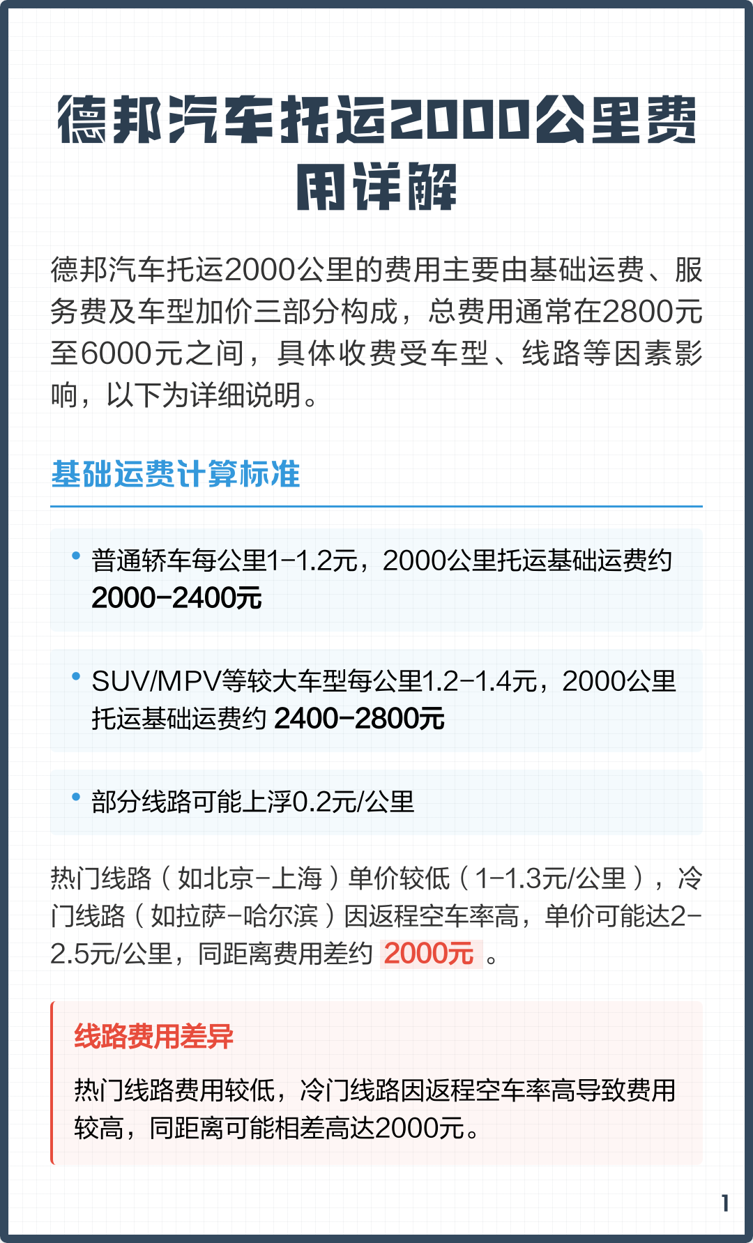 汽车托运费用一览表 轿车托运平台哪个最便宜